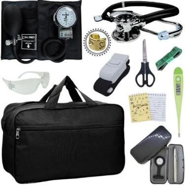 Imagem de Kit Bolsa Cores Aparelho de Pressao Esfigmomanometro Estetoscópio Pa M