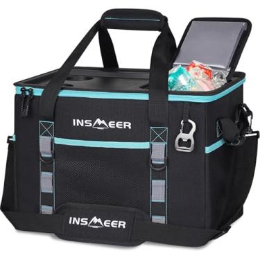 Imagem de INSMEER Bolsa Termica Grande de Capota Rígida com 2 Porta-Copos, Saco Refrigerador Dobrável - 70 latas, À Prova de Vazamentos/Portátil Cooler Termico para Praia, Acampamento, Churrasco, Eventos