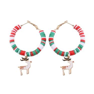 Imagem de Brincos de Natal para mulheres, Papai Noel, árvore de veado, boneco de neve, brincos pendurados, roupas de Natal, acessórios de bijuteria, 2inch, Liga de aço, Sem pedra preciosa