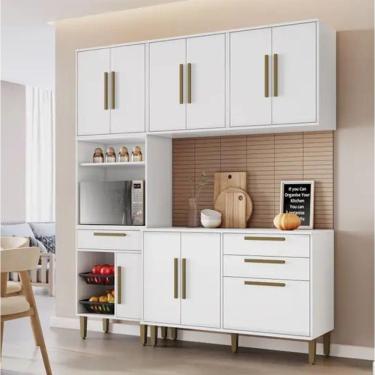 Imagem de Cozinha Completa 10 Portas 3 Gavetas Com Fruteira Lorena Kaiki Móveis - Branco