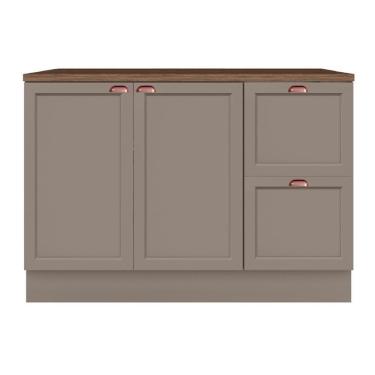 Imagem de Balcão De Cozinha Unna 2 Portas E 2 Gavetas 120cm Gris Com Tampo Mdp - Poliman Móveis Gris