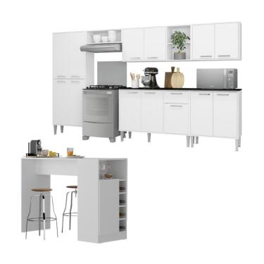 Imagem de Armário De Cozinha Modulado Com Bancada Americana Xangai Multimóveis Mp2206 Branco Branco
