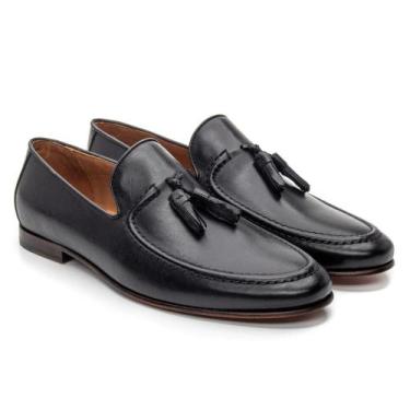 Imagem de Mocassim Masculino Couro Conforto Moderno Casual - Jacometti, Preto, 4