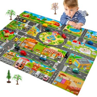Imagem de Brinquedo Tapete Cidade com Carrinhos e Acessórios de Trânsito – Estimula Imaginação, Coordenação Motora e Criatividade Infantil