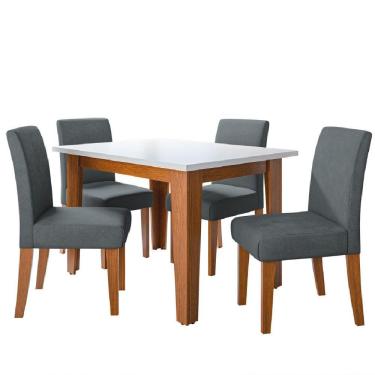 Imagem de Conjunto Sala De Jantar Mesa Miami 1,20m 4 Cadeiras Trieste Dobuê Madeirado Grafite