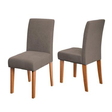Imagem de Conjunto 2 Cadeiras Estofada Sala De Jantar Trieste Dobuê Madeirado/mascavo