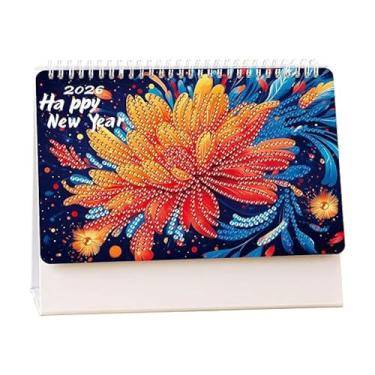 Imagem de Calendário de mesa de arte de diamante 2026, kit de calendário de mesa de pintura de diamante faça você mesmo, rastreador digital, crie calendário de pintura de diamante, decoração de artesanato