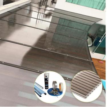 Imagem de Kit Policarbonato Bronze 4mm 4,00m x 1,00m - Perfis Naturais - RM Poli