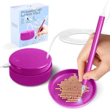 Imagem de Caneta elétrica de pintura de diamante – Caneta elétrica de pintura de diamante, leve, sem cera, sem ruído, ferramentas de arte com bandeja de armazenamento compatível com todas as brocas com modo de