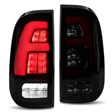 Imagem de MAYELLO Par de luzes traseiras de LED apagadas para caminhonetes Ford F-250/F-350/F-450/F-550/F-650/F-650 2008–2016 – Atualização de estilo Dark Knight com lentes fumadas, Plug & Play