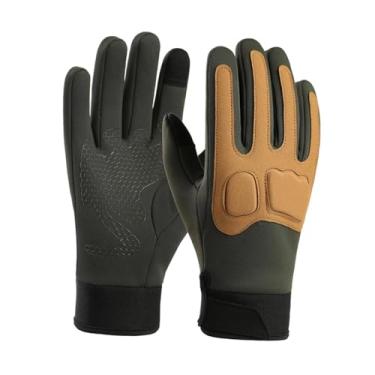 Imagem de KiBcsLic Luvas de motocicleta para homens, proteção quente, tela sensível ao toque, luvas de inverno para quadriciclo, motocicleta, atividades ao ar livre, Verde Amarelo