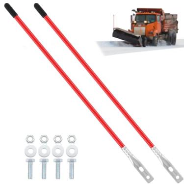 Imagem de Lasnten 6 peças de marcadores de lâmina de arado de neve de 27 polegadas Kit de guia de fio de aço interno parafuso em guias de para-choque de alta visibilidade fácil instalação para limpa-neve ATV