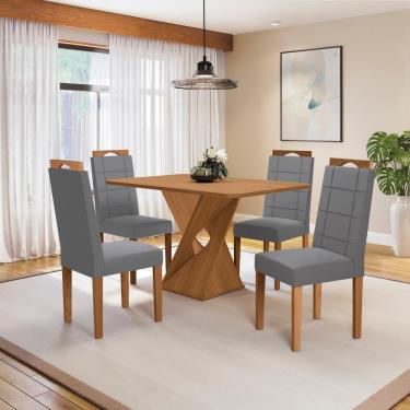 Imagem de Conjunto Sala De Jantar Luna Kappesberg 4 Cadeiras Veludo Titanio
