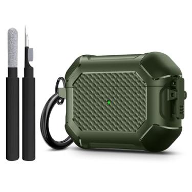 Imagem de Capa compatível com Airpods Pro 3 (2025), capa para Airpods Pro 3ª geração com kit de limpeza de chaveiros, capa de silicone macio à prova de choque para mulheres e homens