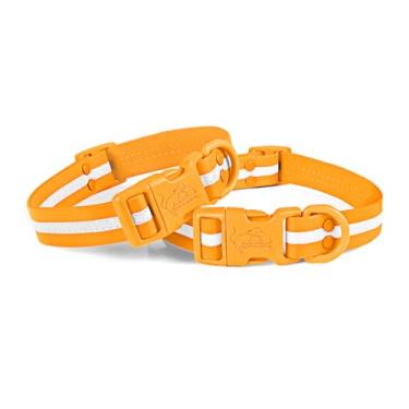 Imagem de lynxking Coleira refletiva impermeável ajustável durável para cães pequenos, médios e grandes, material de PVC de fácil limpeza, pacote com 2