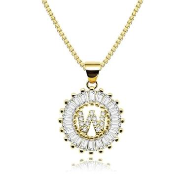 Imagem de Colar com inicial banhado a ouro, pedra do mês de nascimento, pingente de alfabeto personalizado, joia feminina, Medium, Latão, Sem Pedra Preciosa