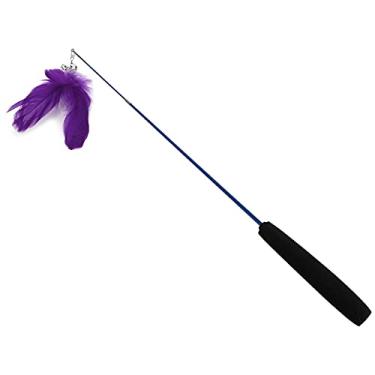 Imagem de Acouto : Brinquedo de Varinha Com Penas Varinha de Brinquedos Interativos Retráteis Com Gatos Internos Brincando, Suprimentos para Animais de Estimação/gatos// (Arroxeado)