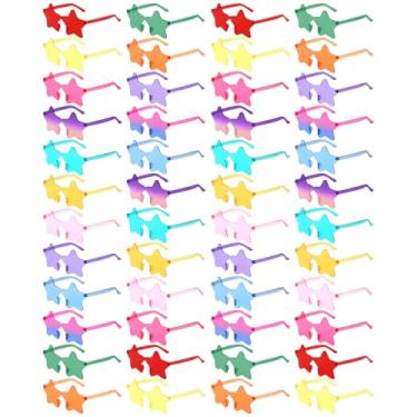 Imagem de Matcheck Óculos de sol 24/48 em forma de coração/estrela para crianças sem aro transparente colorido engraçado lembrancinhas de aniversário para meninos/meninas, 48 estrelas, M