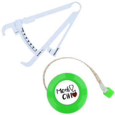 Imagem de Kit Avaliacao Fisica Medir Gordura Corporal Fita Metrica Imc Adipometr