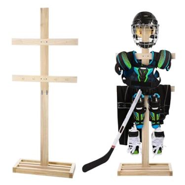 Imagem de Thyle Suporte de secagem de equipamentos de hóquei de madeira esportiva suporte de secagem de equipamentos de hóquei árvore esportes armazenamento secador equipamento para jovens adultos 59,8 x 27,8