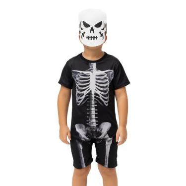 Imagem de Fantasia Infantil Roupa esqueleto Caveira com Máscara - MWM MODAS, Tra