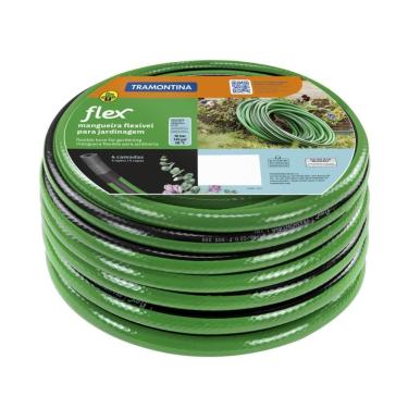 Imagem de Mangueira Flex Para Jardim Tramontina Verde Com Faixa Preta Em Pvc 4 Camadas 50 M