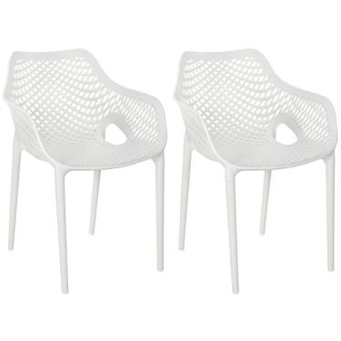 Imagem de Kit 2 Cadeiras De Jantar Design Suits Com Braços Empilhável Em Polipropileno - Branco