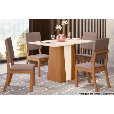 Imagem de Sala De Jantar Orus Tampo com Vidro 120x80cm E 4 Cadeiras Nature-marrom Amêndoa