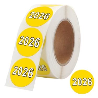 Imagem de 500 adesivos de 2026 anos, etiquetas redondas autoadesivas de 2,5 cm, adesivos de ano de 2026 codificados por cores para pastas de arquivos, agendas de diário, scrapbook, material de escritório faça