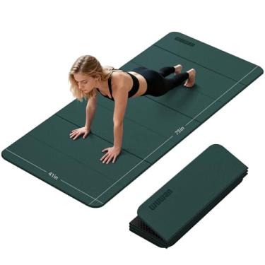 Imagem de Tapete de ioga dobrável grosso 10 mm-WUWAN extra grande tapete de exercício, material TPE, tapetes dobráveis antiderrapantes fitness fácil de transportar para treino em casa viagem pilates (190 cm x