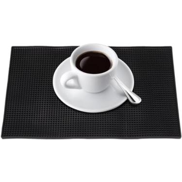 Imagem de Almofada de café antiderramamento para bancada, tapete antiderrapante 43 x 29 cm, acessórios de café para bebidas frias e quentes, tapete de copo de cerveja para bar