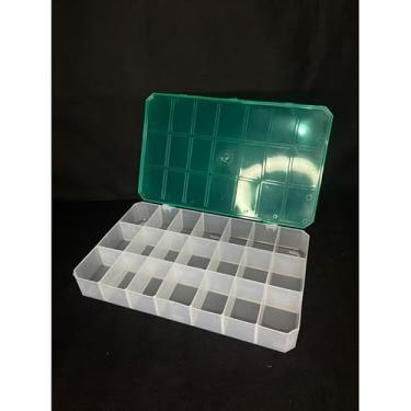 Imagem de Kit 2 Caixas Organizadoras 21 Divisões Transparente – Ideal para Joias Miçangas e Materiais Pequenos (Tampa verde,2 caixas 21 divisões)