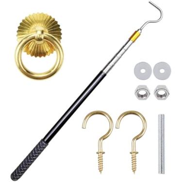 Imagem de Kit Sistema de puxar escada no sótão, comprimento retrátil da haste 56-164 cm/22-64,6 pol, substituição de cabo, para escadas e portas leves no sótão, ideal