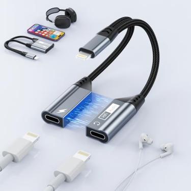 Imagem de Opluz Divisor de iPhone para carregamento e fone de ouvido, divisor magnético Lightning para fone de ouvido Lightning + adaptador de carregador, cabo dongle para iPhone, adaptador de áudio para