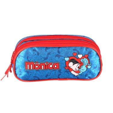 Imagem de Estojo Escolar Duplo Turma Da Monica Azul E 3 Bocas Luxcel
