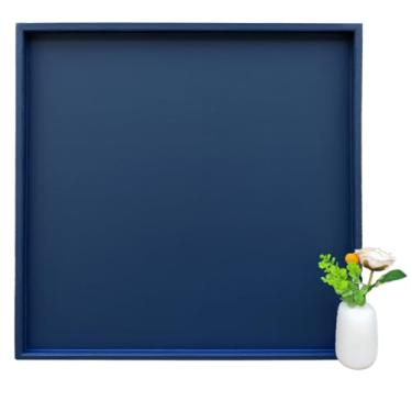 Imagem de Galopgen Bandeja otomana retangular de 76 x 76 cm | Couro PU texturizado, à prova d'água e resistente ao calor para mesas de café/jantar, sofá, cama, entretenimento e festa (azul marinho, 76 x 76 cm)