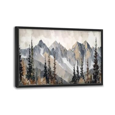 Imagem de Decoração de parede de montanha grande arte de parede em tela para sala de estar grande floresta paisagens imagens pintura arte natureza decoração emoldurada para sala de estar quarto escritório