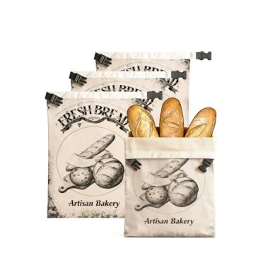 Imagem de CHADWICK Sacos de pão de cera de abelha – Linho orgânico reutilizável com padrão de designer – Preservação de frescor para fermento, pão caseiro – Saco de armazenamento de alimentos adequado para
