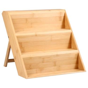 Imagem de ZJRDYYK Organizador de gaveta de especiarias de bambu de 3 níveis, organizador de especiarias, rack de armazenamento de temperos de cozinha para gavetas de cozinha, armários, bancada