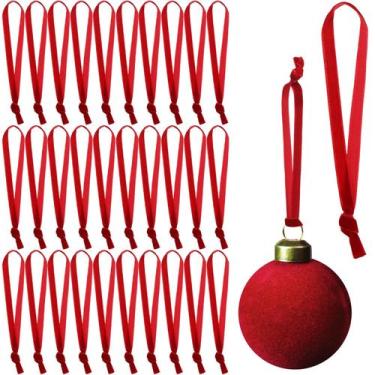 Imagem de Cabides de Natal, fitas, 30 cm, veludo, Hunnmingre, 100 unidades