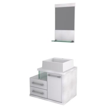 Imagem de Gabinete Para Banheiro C-cuba Q355 E Espelheira Legno 651 Branco Chess C-branco Chess