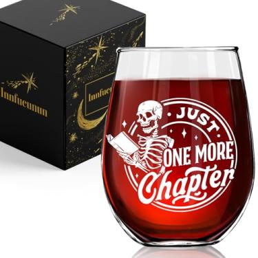 Imagem de Innfueunun Presentes para amantes de livros, Just One More Chaper taças de vinho 425 g, presente de livros para leitores, bibliotecários, viciados em livros