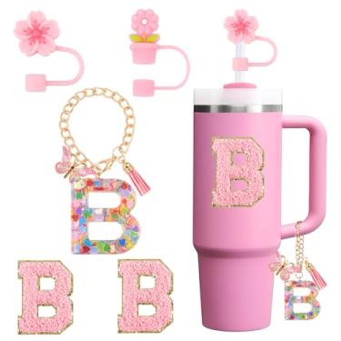 Imagem de Conjunto de acessórios para copo Stanley Cup 850.5 g 1,134.0 g copo com alça, incluindo tampa de palha, pingente de alça, adesivo 5 peças (B)