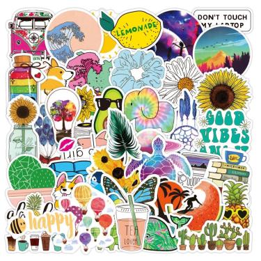 Imagem de Pacote de adesivos: vinil estético, 50 peças, grafite colorido, deca