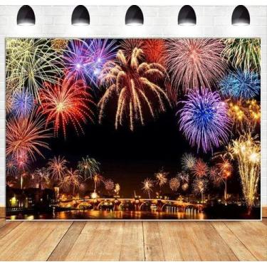 Imagem de Tapeçaria Véspera de Ano Novo City Fireworks Vinil 150x100cm - yiweisa