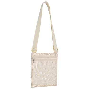 Imagem de USPECLARE Bolsa transversal de malha semi-transparente resistente, Cremoso.