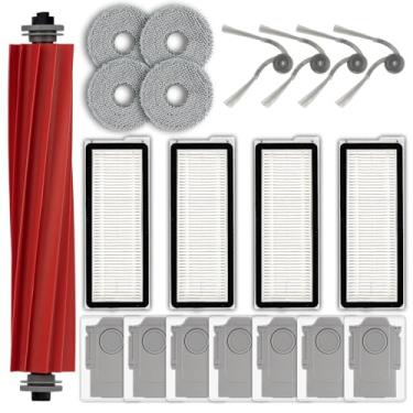 Imagem de (Pacote com 20) Peças de reposição QV 35A/QV 35S compatíveis com aspirador de pó robô Roborock QV 35A/QR 798/QV 35S, 1 escova de rolo, 4 escovas laterais, 7 sacos de poeira, 4 filtros HEPA, 4