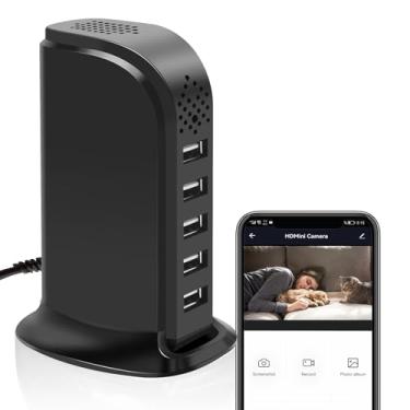 Imagem de lo.baby.ve Novo detector de câmera oculta 2024 com carregador, câmera portátil de segurança WiFi 1080p, mini câmera babá com laço que funciona para vigilância interna, sem áudio de até 128 GB cartão