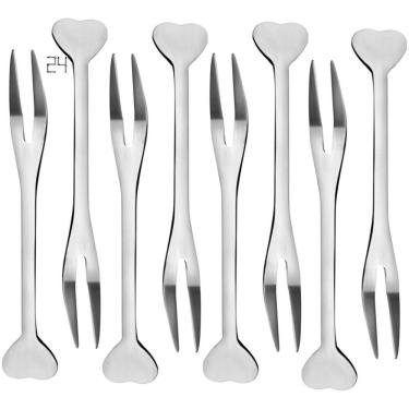 Imagem de 24 Mini Garfinho Talher Petisco Aperitivo Fondue Buffet Inox