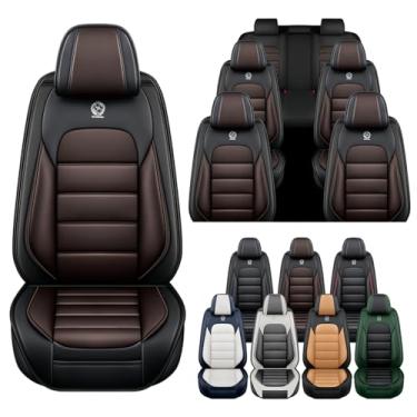 Imagem de LQSAOFU Capas de assento de carro para Nissan Pathfinder 2000-2025 | Capa de assento de carro para 7 assentos | Capas de assento automotivas de couro sintético respirável antiderrapante | Conjunto